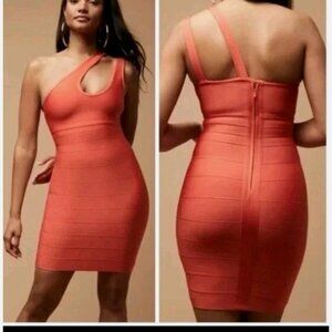 Women's Large Herve Leger x Forever 21 Orange Coral Bandage Dress Fitted Bodycon